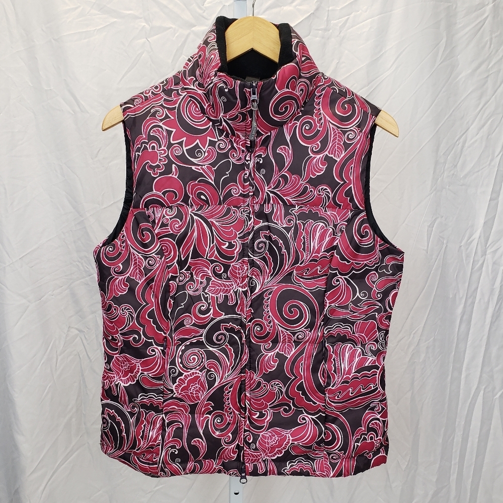 Athleta‎ Women Puffer Goose Down Filled Vest Paisley Print Size Medium